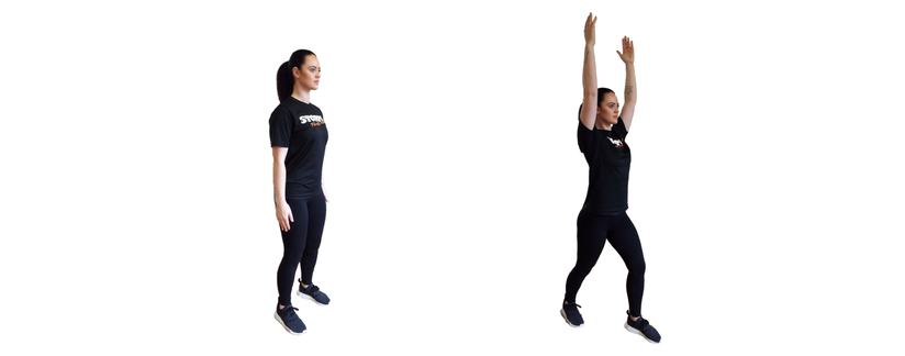 Posterior step with overhead reach